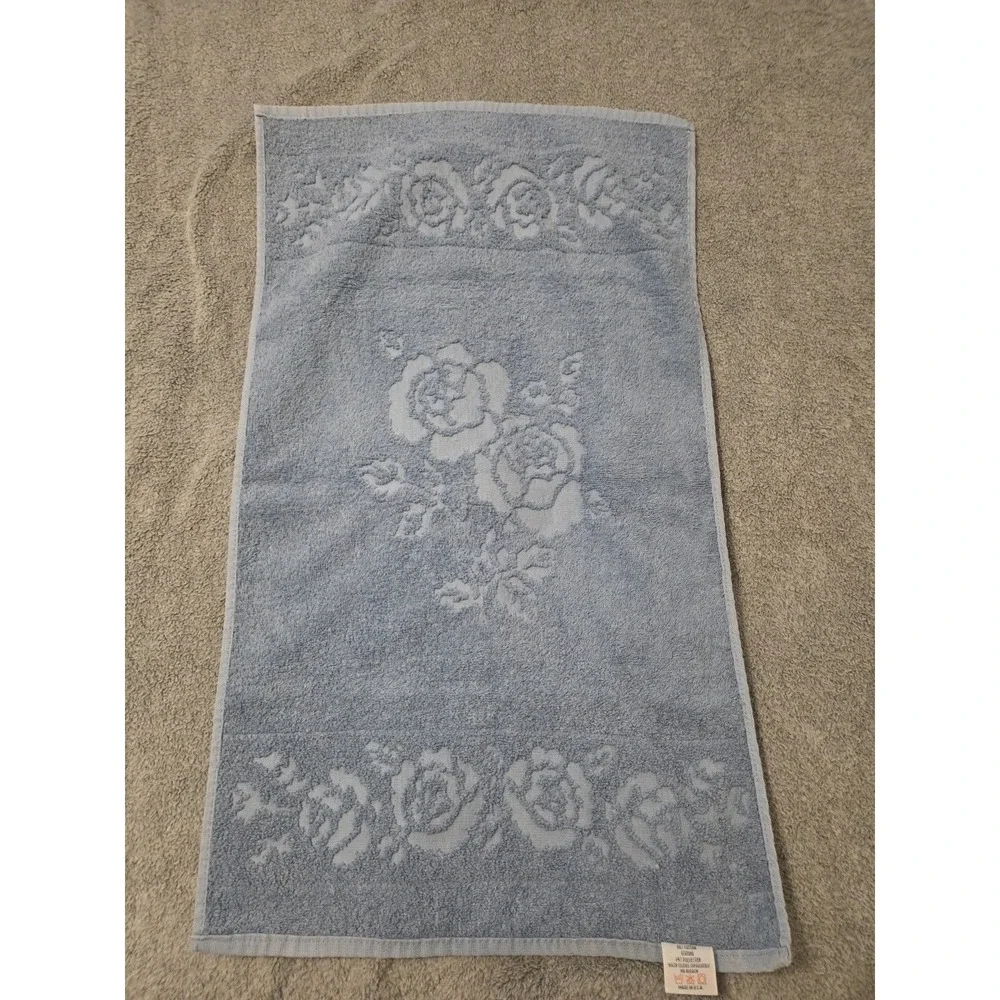Vintage Light Blue Cannon‎ Royal Family Hand Towel Roses 15x26